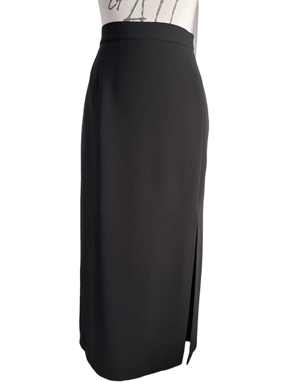 Vintage Mantles Classic Black Fully Lined Back Zip Side-Slit Midi Skirt (10)